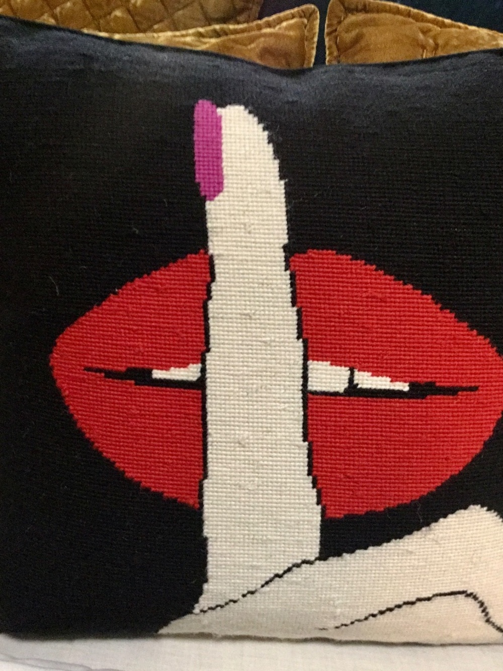 Jonathan Adler lips hush pillow
